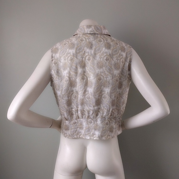 Vtg Italy Paisley Linen Crop Sleeveless Shirt 46 - Picture 5 of 6